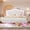 White, variant on Queen Upholstered Bed with Crown Headboard and LED Lights PU Leather Princess Bed for Girls, Adult Platform Bed Frame, Pink + White