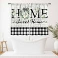 thumbnail image 5 of Rustic Farmhouse Kitchen Curtains,Country Green Flower Leaves Small Short Cafe Curtains Black White Buffalo Plaid Bathroom Window Treatment Tier Curtains 2 Panels,55X39 Inch, 5 of 5