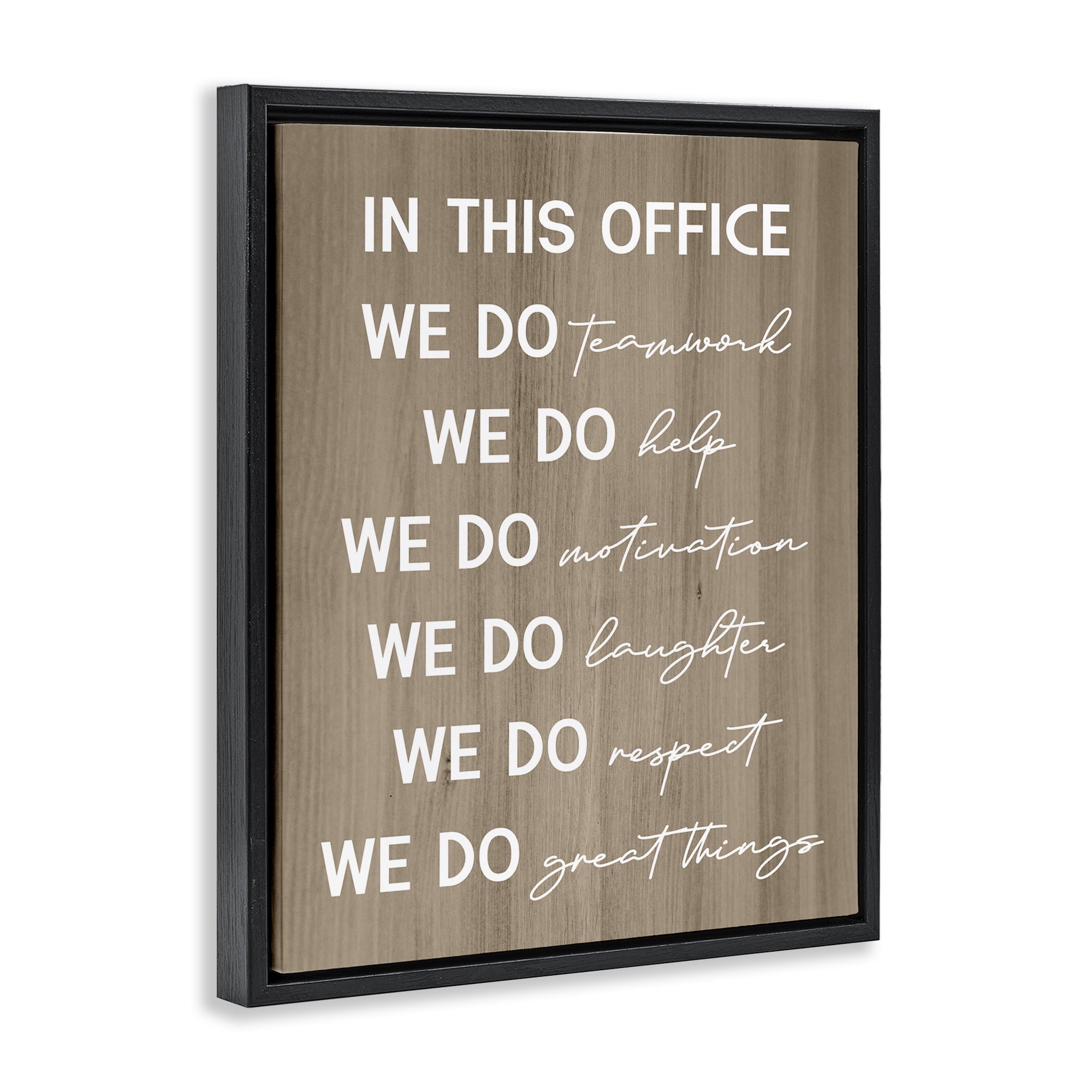Stupell Industries In This Office Motivational Text & Numbers Painting Black Floater Framed Canvas Art Print Wall Art, 17 x 21