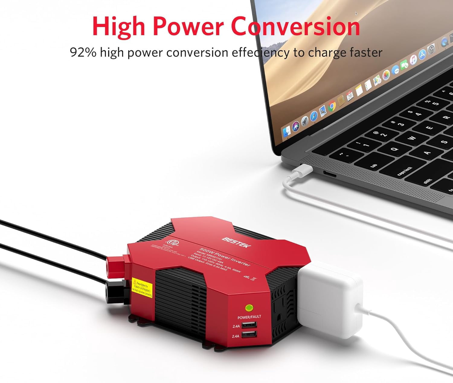 500 Watts Power Inverter DC 12V to AC 110V Power Converter with 4 USB Charging Ports Car Adapter for Christmas String Lights