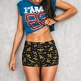 thumbnail image 2 of KLL Hohey Bee Golden Embroidery Pattern Workout Shorts for Women Scrunch Short Gym Yoga Running Sport Active Exercise Fitness Shorts, 2 of 8