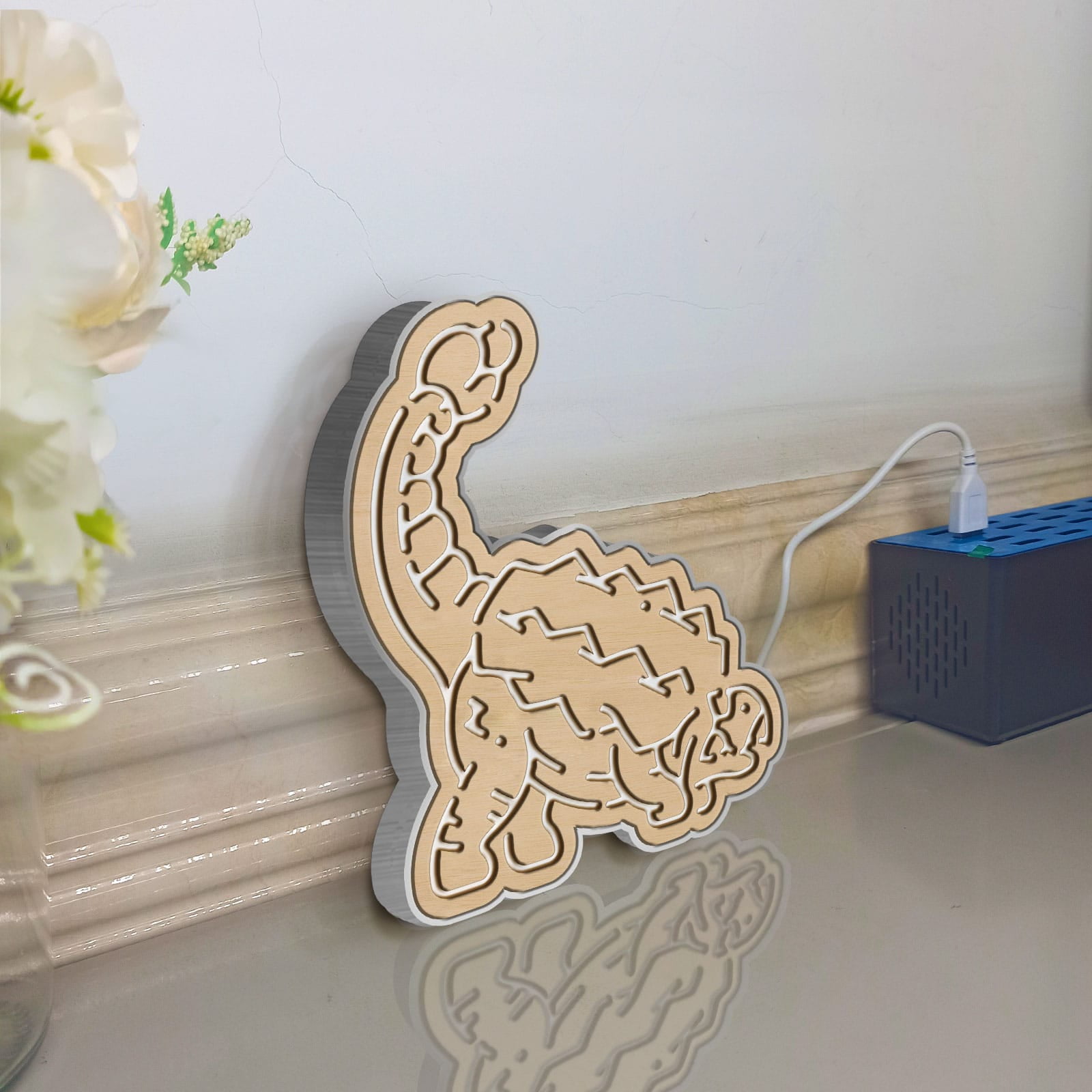 Dinosaur Led Light Box, Dimmable Neon-Like Light Signs USB Power for Wall Decor Bedroom Decoration, Color Flow Effect (WxH) 16"x16"