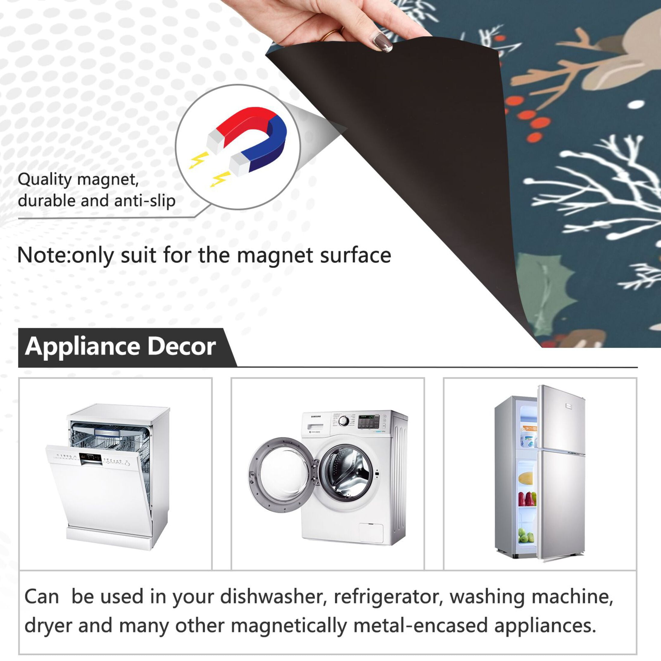 IAUYY Magnetic decorative sticker - 23x26 Inch PVC Refrigerator Decorative Cover, Removable DIY Art for Kitchen Appliances Deer and Winter Forest