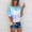 Sky Blue, variant on Blouses for Women Tee Shirts for Women Valentine's Day Women's Summer Tie-Dye Short Sleeve Crew-Neck T-Shirt Casual Tee Tops锛圫-5XL锛?ACTIVE