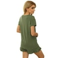 thumbnail image 2 of FIOPHY Summer 2 Piece Sets for Women Lounge Pajama Outfits Short Sleeve Tops and Ruffles High Waisted Shorts, 2 of 7