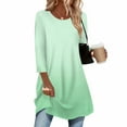 thumbnail image 3 of Womens 3/4 Sleeve Tunic Tops, Long Length Shirts for Women Fall Fashion Loose Fit Ombre Tie Dye Crewneck T-Shirts, 3 of 5