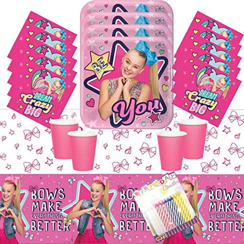 JoJo Siwa Party Supplies Pack Serves 16: Dessert Plates Beverage