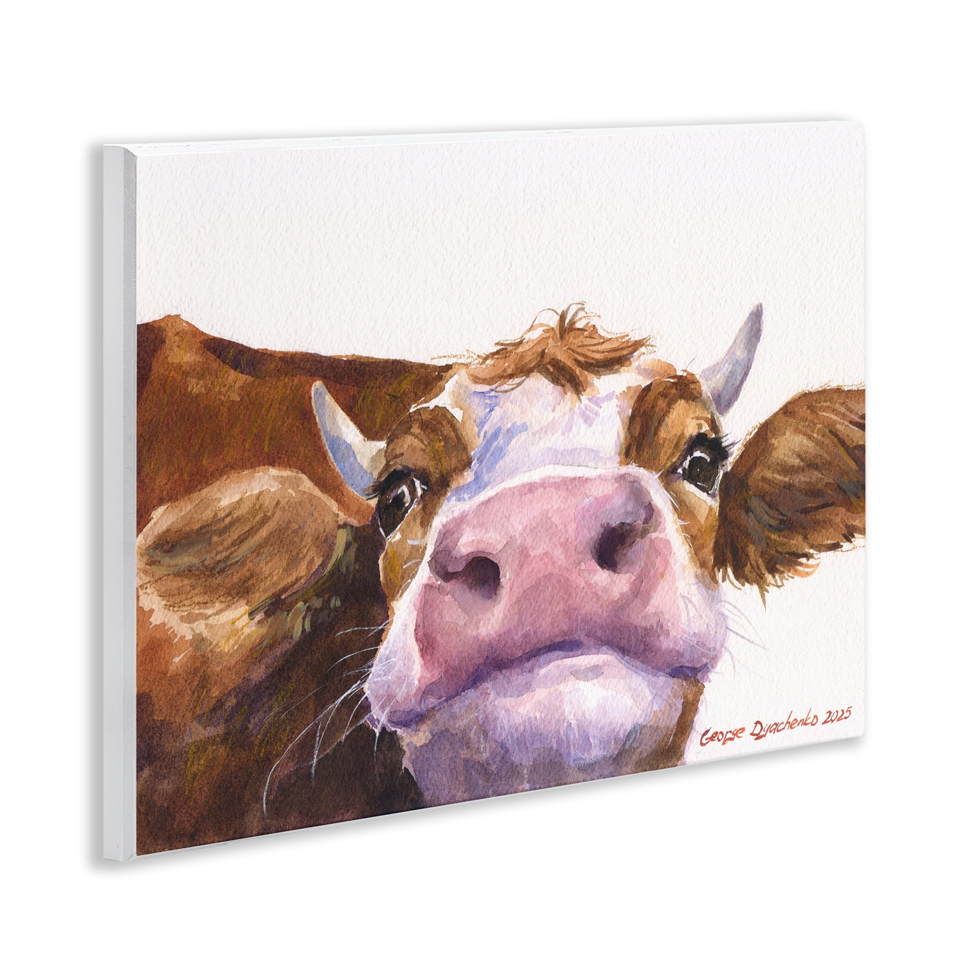 Stupell Industries Cute Cow Close Up Wall Plaque Art, design by George Dyachenko