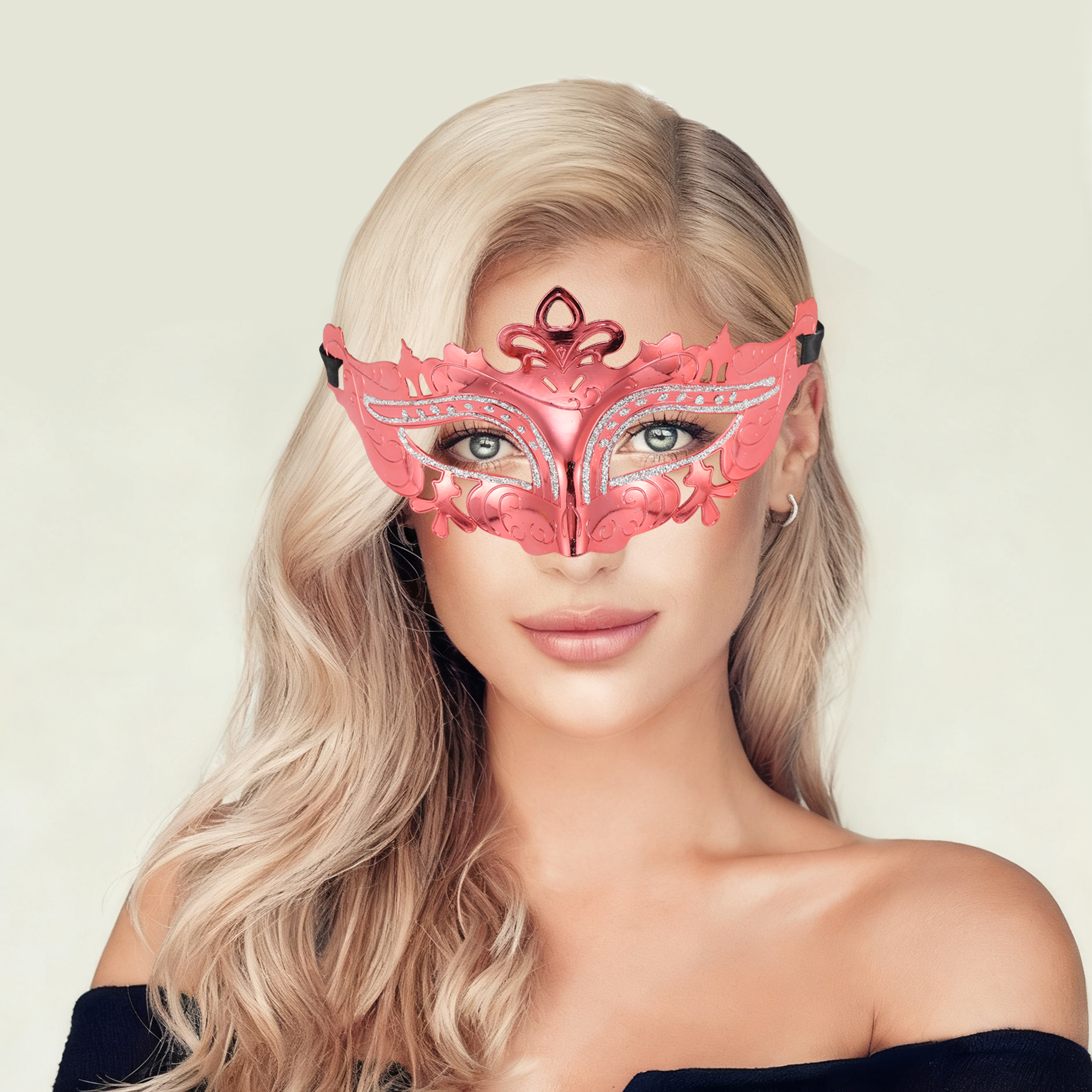 Unique Bargains 1 Pack Electroplated Half-face Party Mask for Masquerade Red