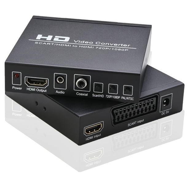 SCART/HD to Video Converter Support 720P/1080P Switch PAL/NTSC Switch SCART HD HD 3.5mm Audio Coaxial Output Plug -