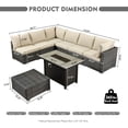 thumbnail image 2 of XIZZI 8 Pieces Patio Furniture Set Wicker Rattan Conversation Set with Propane Gas Fire Pit Table,Beige, 2 of 12