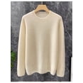 thumbnail image 3 of 100% suéter de lana pura para mujer 2024 Otoño/Invierno industria pesada gancho flor hueco moda medio cuello alto Jersey de punto suelto, 3 of 5
