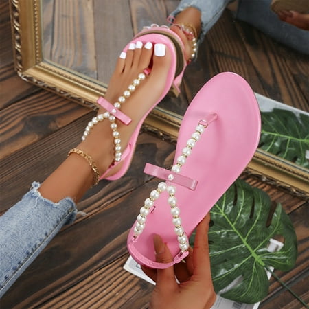 

Jsaierl Flat Sandals for Women Dressy Summer Clip Toe Sandals Comfortable Hollow Out Sandals Walking Beach Sandal Size 7.5