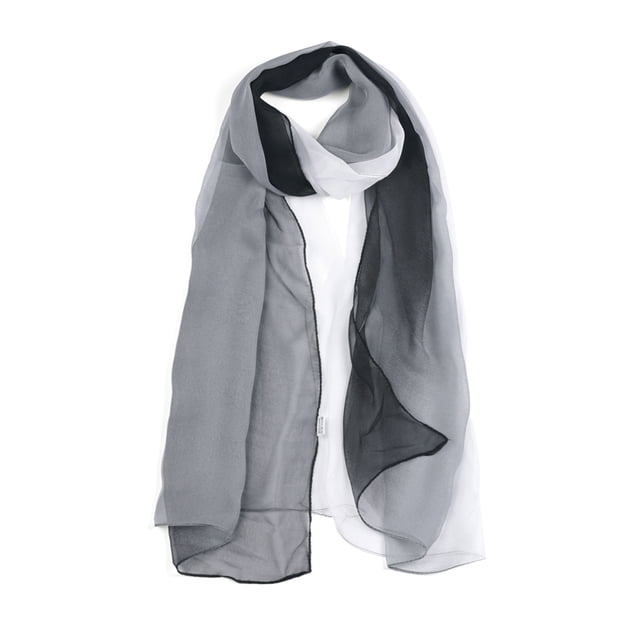 INSPIRE CHIC Women's Scarf Chiffon Silky Gradient Color Lightweight Long Wrap Shawl Black White
