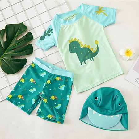 

nsendm Set Baby Boys Shirt Toddler +Shorts+Hat Cartoon Dinosaur Swimsuit Kids Swimwear Girls Bathing Suit Girls Size 10 Swimwear Green 3-4 Years