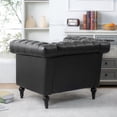thumbnail image 3 of Classic Faux Leather Sofa, Upholstered Tufted Single Couch Armchair with Removable Cushion Rubber Wood Legs for Living Room Bedroom Apartment, 3 of 17