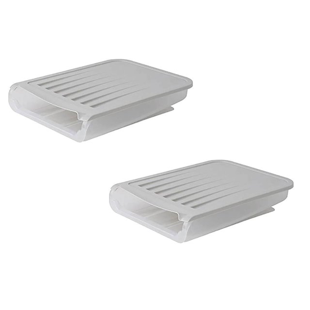 Oleegame 2PC Produce Storage Automatic Rolling Eggs Carton With Lid Can Stack Anti-collision Eggs Storage Box Gray