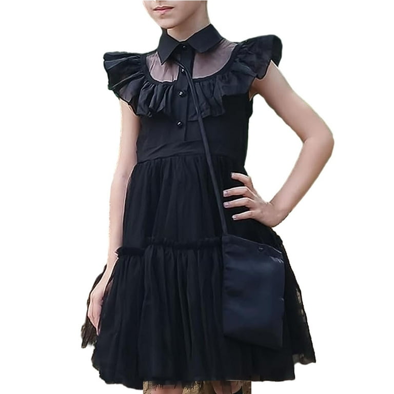 wednesday addams black dress Wednesday Addams Dress Cosplay Costume CoserZ