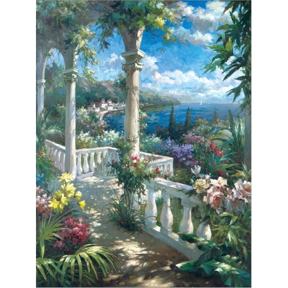 Art.com Seaside Terrace Stretched Canvas Print Wall Art by James Reed, 12" x 16"
