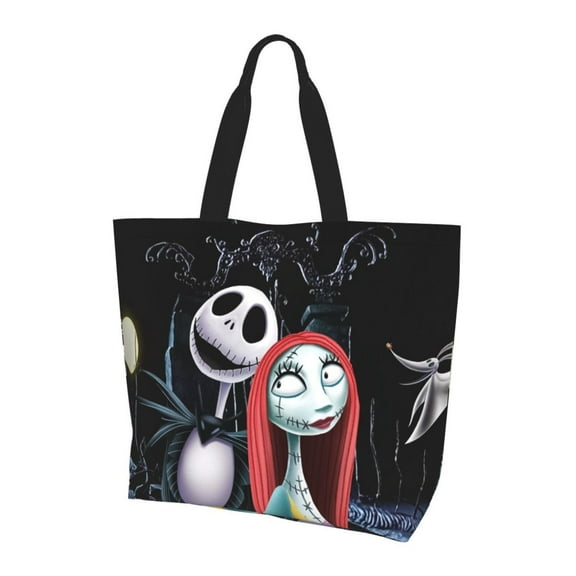 The Nightmare Before Christmas Tote Bag For Women, Reusable Handbags With Inside Pockets For Shopping, Work, Gym