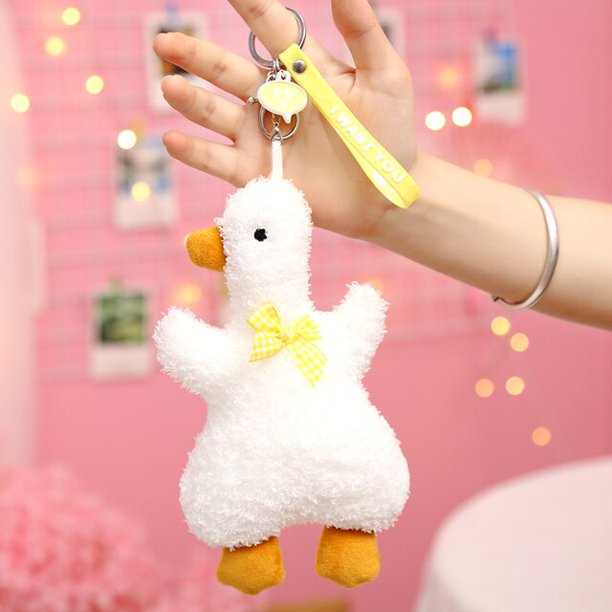 16cm Cartoon Bag Keychain Anime Fluffy Pendants Plush Rabbit&Goose&Unicorn&Pig Animal Stuffed Doll Christmas Gift For Childrenduck 16cm Deng Xun unisex