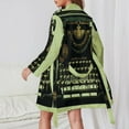 thumbnail image 2 of VINTAGE TYPEWRITER Pop Art Night Robe Long Sleeve V Neck Robe With Belt Women's Sleepwear Dresses, 2 of 9