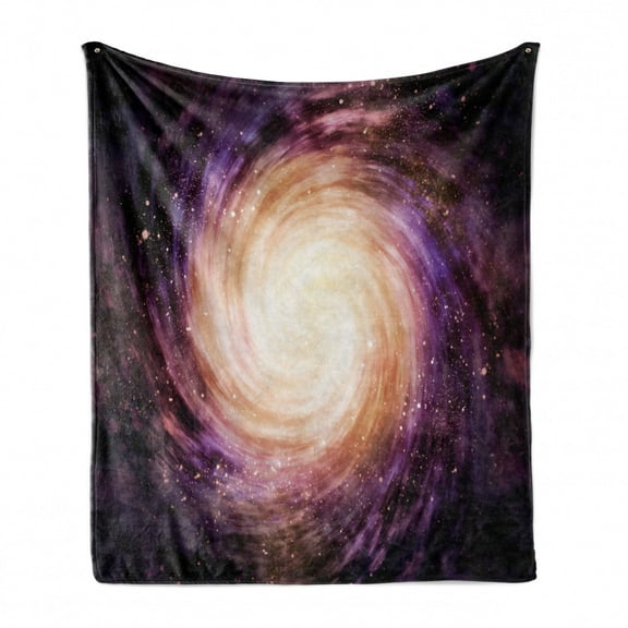 Galaxy Soft Flannel Fleece Throw Blanket, Large Pink and Purple Spiral Stardust Planet in Space Science Fiction Print, Cozy Plush for Indoor and Outdoor Use, 60" x 80", Black Pink Beige, by Ambesonne