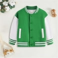 thumbnail image 2 of Splozh Toddler Winter Coat Boy Kids Comfortable Baseball Jackets Boys Girls Jacket Lightweight Plain Button Casual Coat Green,7-8 Years, 2 of 4