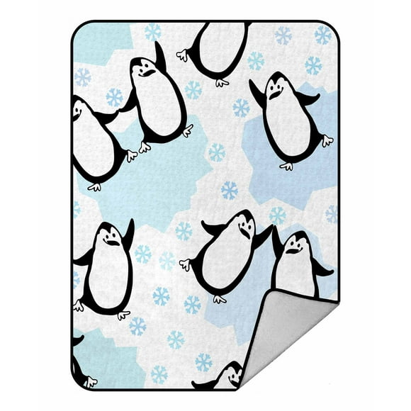 YUSDECOR Dancing Penguins Pattern Blanket Crystal Velvet Throw Bed Blanket 58x80 inches