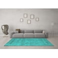 thumbnail image 3 of Ahgly Company Machine Washable Indoor Rectangle Oriental Turquoise Blue Industrial Area Rugs, 2' x 5', 3 of 4