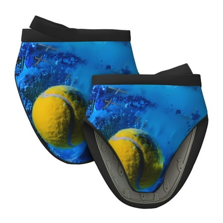 

Tebeau Sports Tennis Ball Print Short Oven Mitts Heat Resistant Silicone Kitchen Mini Oven Mitts Non-Slip Grip Surfaces and Hanging Loop Gloves