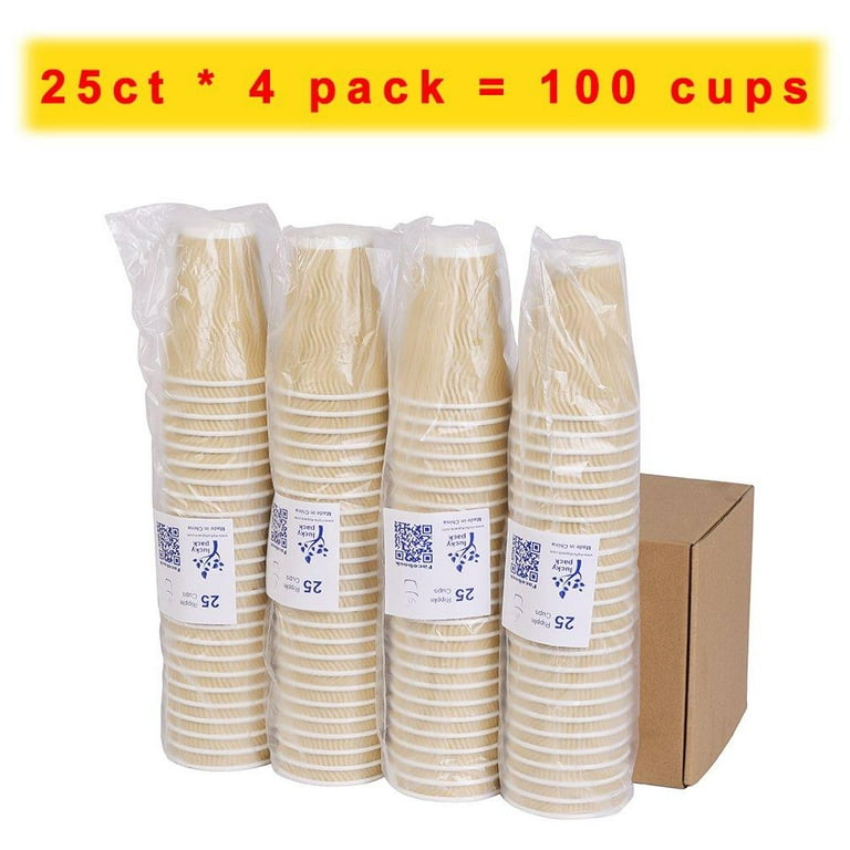MRcup 12 oz Hot Beverage Heat-free Coffee Cups with Lids and Straws,  Insulated Triple Wall Leak-free Disposable Coffee Cups, Anti-slip  Anti-spill Togo Reusable Paper Cups, Brown 40 Packs Brown 40