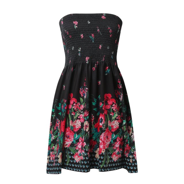 Robes d'Été Sans Manches Épaules Dénudées Couverture de Plage Robe Bohème Imprimé Floral Printemps L m