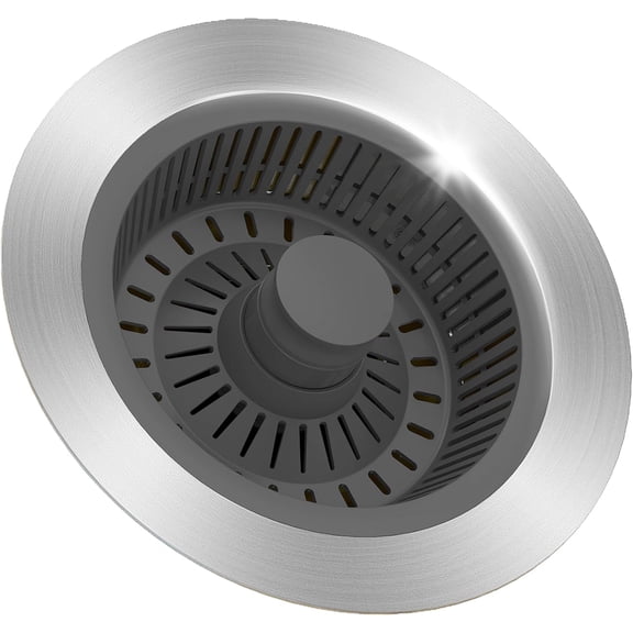 3 in 1 Kitchen Sink Drain Strainer Stopper - Stainless Steel Sink Filter with Anti-Rust Design, 4.5 Inch Universal Food Catcher & Cover, Easy Install for Mesh Kitchen Drain Basket