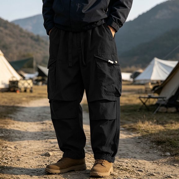 Ciovxyn Men's Cargo Pants - Premium Lightweight with Multi-Pocket - Black L
