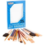 U.S. Art Supply 25-Piece All-Purpose Artist Paint Brush Set - Round, Flat, Foam Paintbrushes, Use with Acrylic, Oil, Watercolor for Painting Portraits, Canvas, Paper, Wood - Kids, Students, Adults