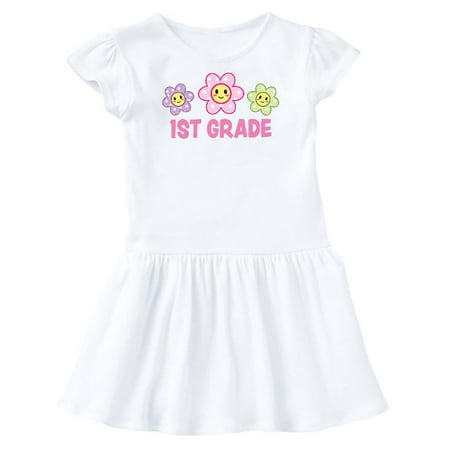 

Inktastic 1st Grade with Polka Dot Flowers Gift Toddler Girl Dress