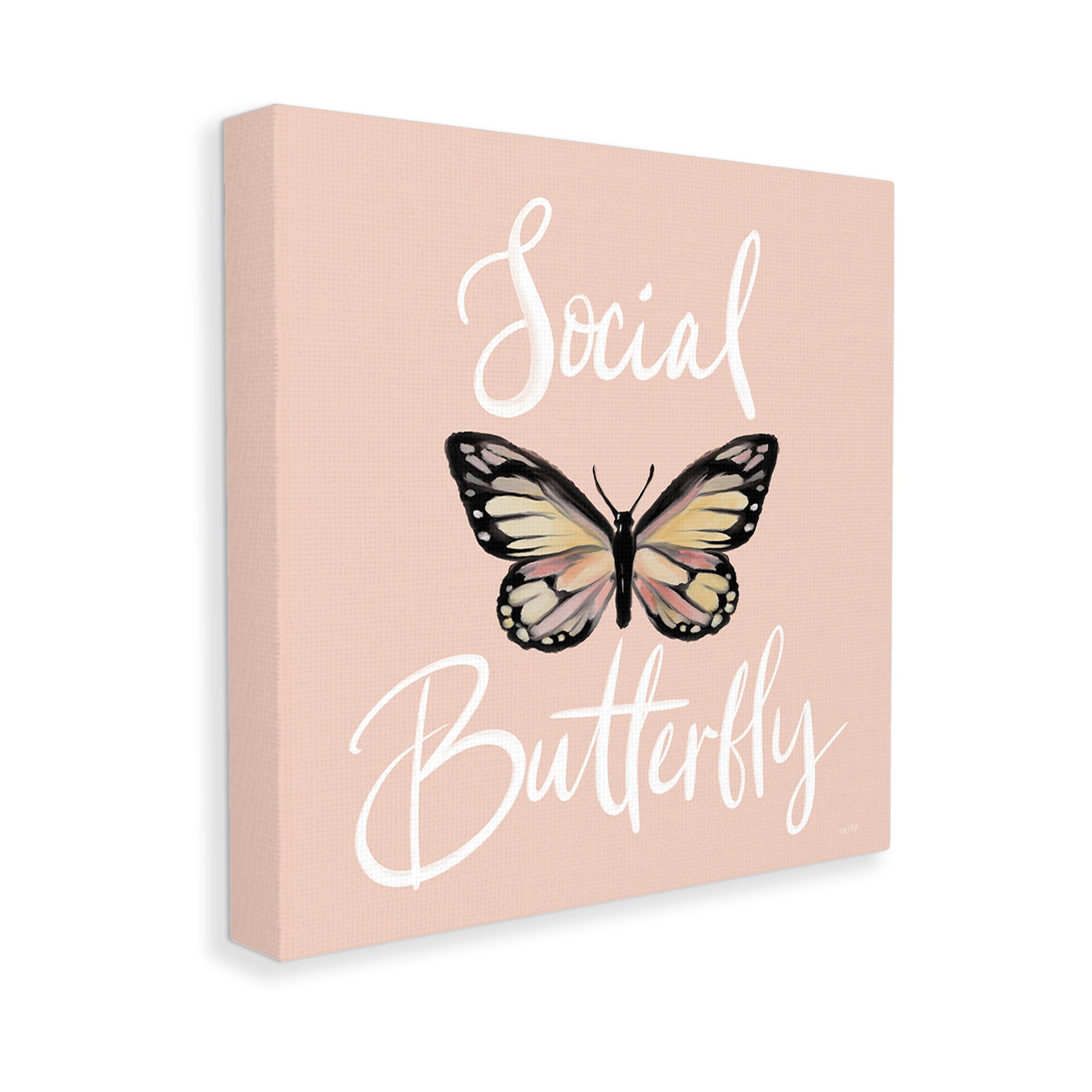 Stupell Industries Social Butterfly Phrase Animals & Insects Painting Gallery Wrapped Canvas Art Print Wall Art, 36 x 36