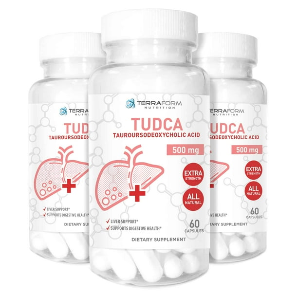 (3 Pack) TUDCA (Tauroursodeoxycholic Acid) - 500mg - 180 Capsules ...