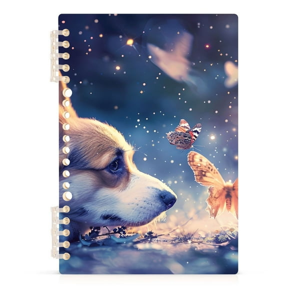 Corgi Dog Butterfly Spiral Journal Notebook College Ruled Notebook 8.3" x 5.7" A5 Lined Thick Paper Page