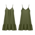 thumbnail image 4 of XiYing Robe pour Femme, Robe d'Été en Lin à Bretelles Spaghetti pour Femme, Sans Manches Ajustable, Ourlet à Volants, Plage, Vacances, Décontractée, Coupe Ample, S-TTG, 4 of 9