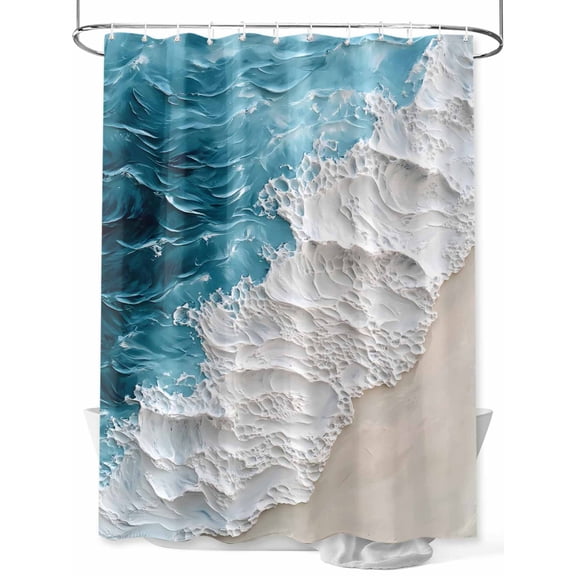 Shower Curtain Beach Waves Shower Curtains for Bathroom, Waterproof Polyester Shower Curtain Set with Hooks, Standard Size 66" x 72" Watercolor Modern Art