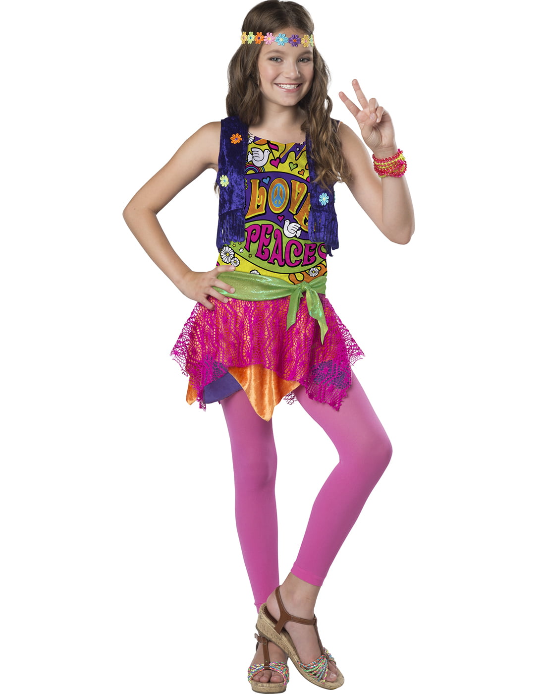 InCharacter Costumes Groovy Hippie 80S Chick Girl's Halloween Fancy ...
