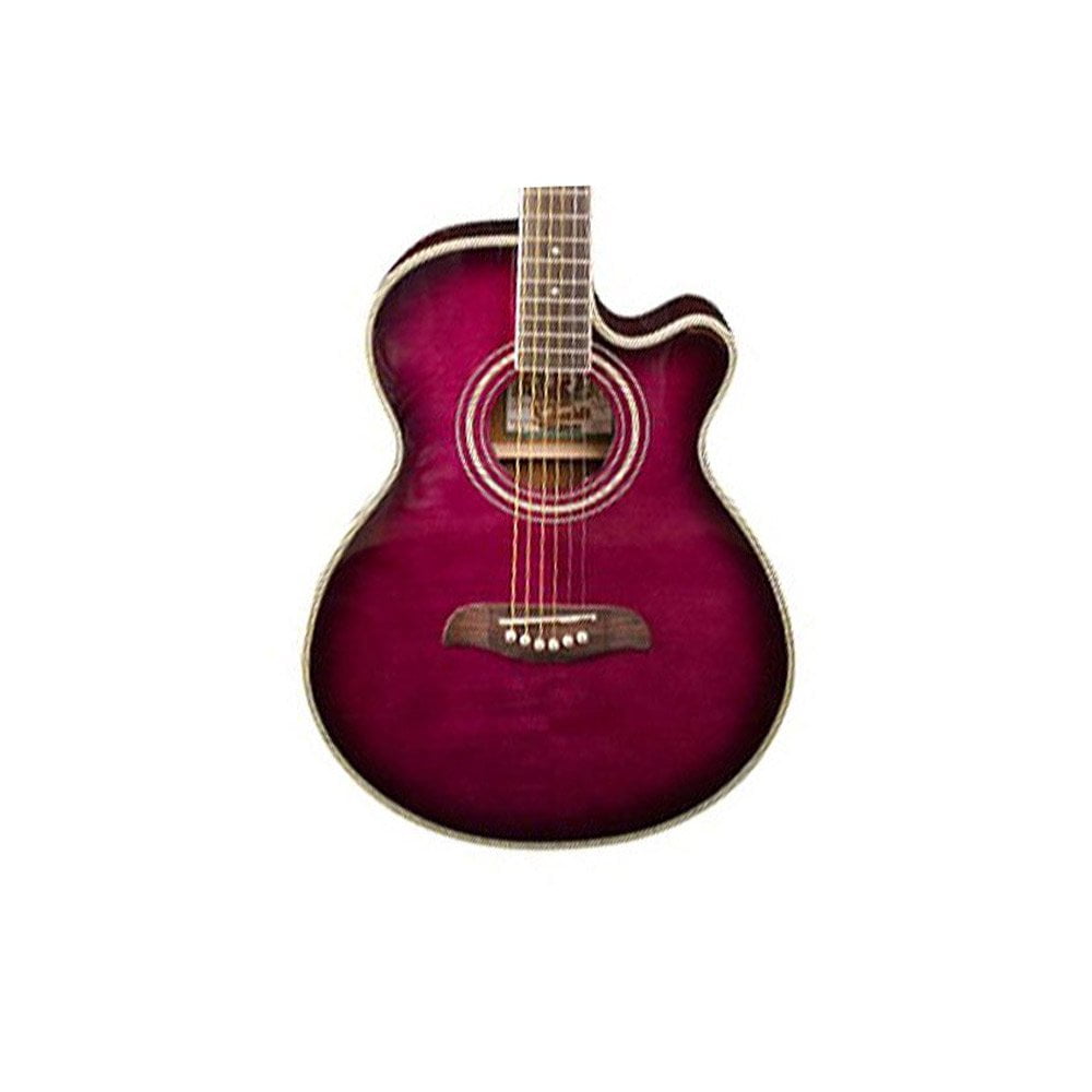 Oscar Schmidt OG10CE Cutaway Acoustic-Electric Guitar. Flame Trans Puple