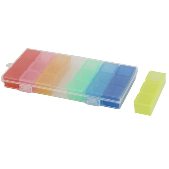 Plastic Seven Days 21 Slots Rainbow Pill Box Medicine Storage Pill Case Colorful