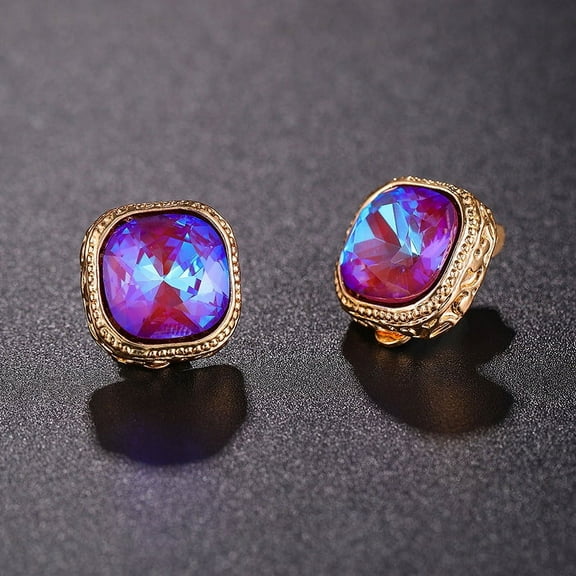 Nvzi -b Cubic Zirconia Crystal Clip-On Earrings,for Clip On Earrings for Non-Pierced Ears for Women, Brides, Bridesmaids, Mother of the Bride-C05