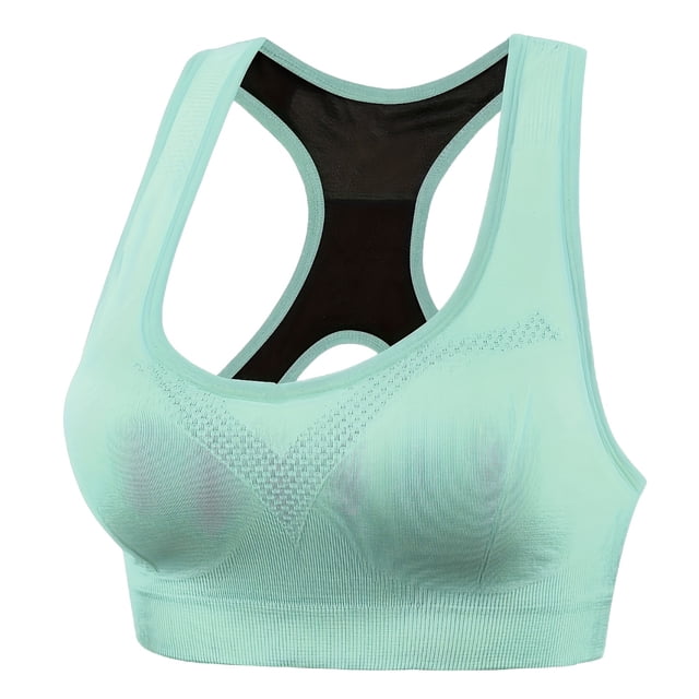 Women's Color Blocked Back Hollow Vest Gathering Yoga Running Sports Bra