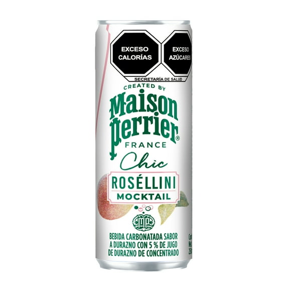 Bebida carbonatada Maison Perrier chic roséllini mocktail sabor durazno 250 ml