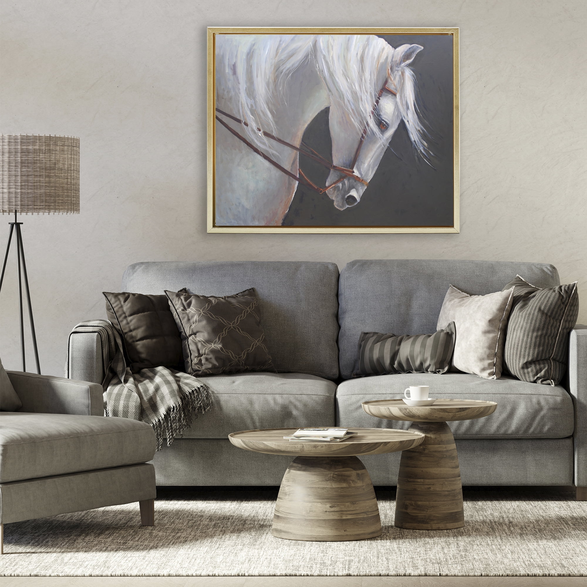 Stupell Industries Majestic White Mare Gold Framed Floater Canvas Wall Art, design by Jadei Graphics