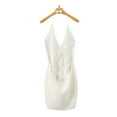 thumbnail image 5 of GENEMA Women Sleeveless Halter V-Neck Knit Bodycon Mini Dress Sexy Backless Clubwear, 5 of 13
